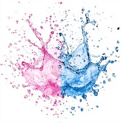 Pink and Blue Water Splash Collision Abstract Background