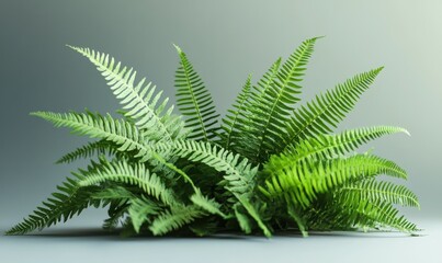 Bold green fern leaves on a clean surface, symbolizing life, sustainability, and natural beauty.