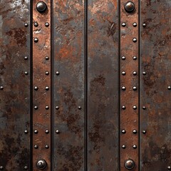 Fototapeta premium Rustic Weathered Metal Texture with Rivets: Seamless Industrial Background