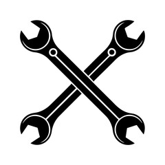 silhouette of clean vector Wrench set isolated on white background