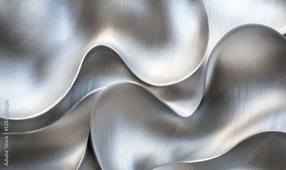 Poster brushed metallic texture in soft silver tones, with fine linear details creating a clean and modern 