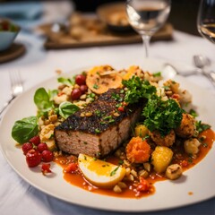 steak with vegetables