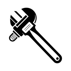 silhouette of clean vector Wrench set isolated on white background