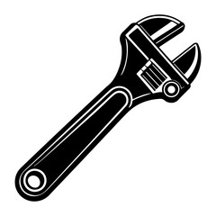 silhouette of clean vector Wrench set isolated on white background