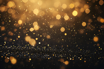 Obraz premium Background with rays of light with bokeh effect, dust particles in the light, magical holiday atmosphere, golden shiny sparkles