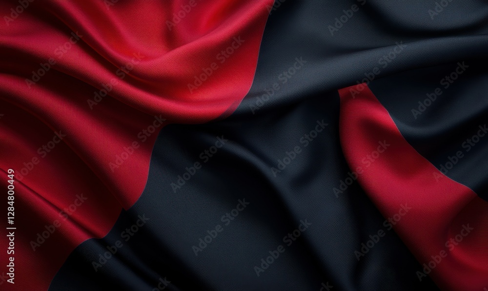 Poster dramatic abstract patterns glowing in bold red and black tones, forming a dynamic and sophisticated 