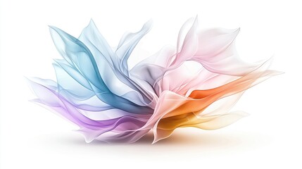 Abstract colorful fabric swirl, design element, white background, website banner