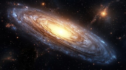 Fototapeta premium Spiral Galaxy Rotating in Space, Stars Background, Astronomy