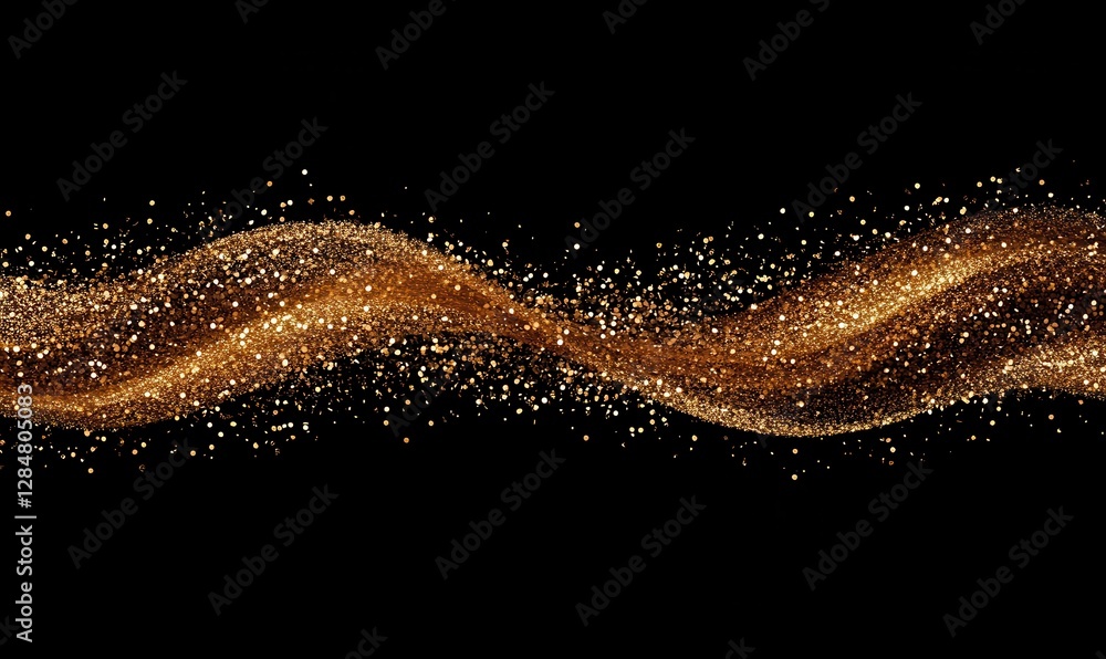 Wall mural dynamic golden glittering particles flowing across a deep warm backdrop, creating a celebratory and 