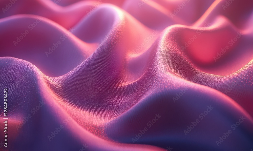 Poster luxurious pink satin fabric glowing softly under diffused light, with smooth folds creating depth an
