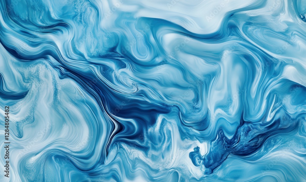 Poster dynamic ripple effect in vibrant shades of blue, creating fluid motion and intricate textures agains