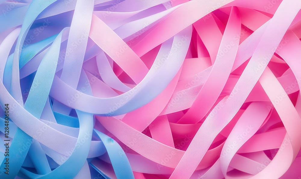 Aufkleber dynamic swirling pastel-colored ribbons in motion, with smooth gradients creating a playful and drea