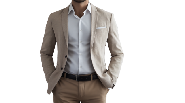 Portrait of a handsome businessman wearing suit isolated on transparent background, cut out