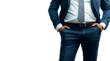 Portrait of a handsome businessman wearing suit isolated on transparent background, cut out