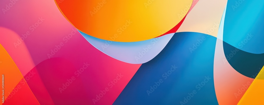 Poster vibrant abstract geometric shapes in bold colors and dynamic patterns