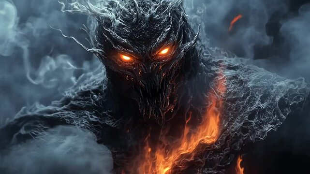 Elemental fury, a creature of smoke and fire rises from the shadows