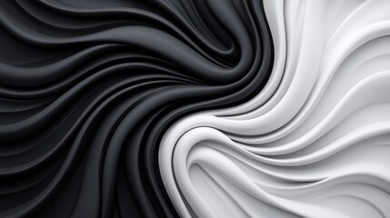 Abstract black and white swirling waves, design background