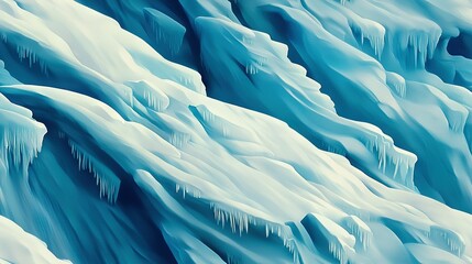   Ice formations on mountain side, blue sky background