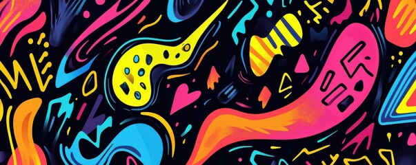 Obraz premium Vibrant abstract graffiti with colorful shapes and patterns in modern art style