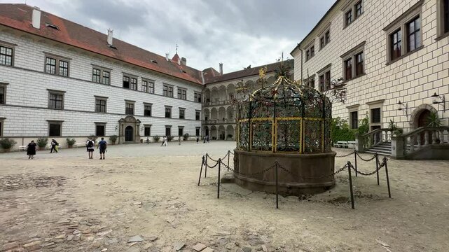 Jindrichuv Hradec, Czech Republic, Renaissance arcades Jindřichův Hradec Czech Republic, tourists, hrad a zamek Jindrichuv Hradec, sightseeing, castle tour