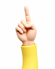 cartoon 3d hand with index finger pointing upward