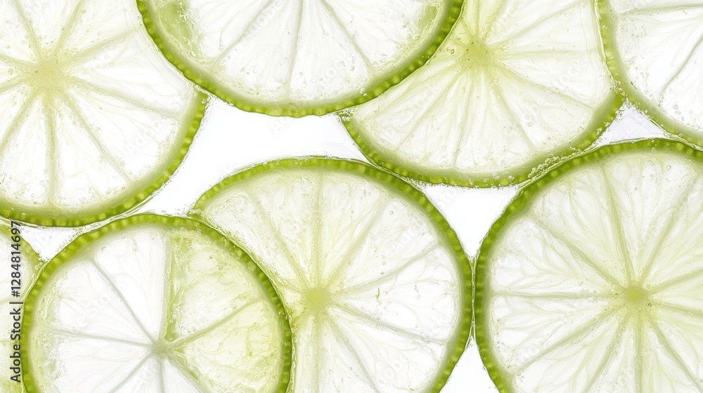 Aufkleber arranging thin lime slices in an overlapping pattern creates a vibrant and refreshing citrus backgro