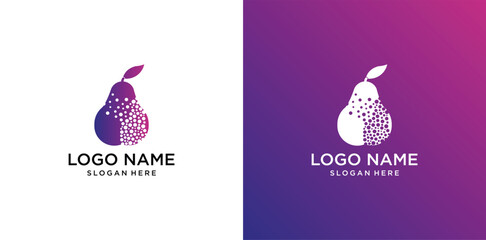 fruit vector logo with colorful technology concept
