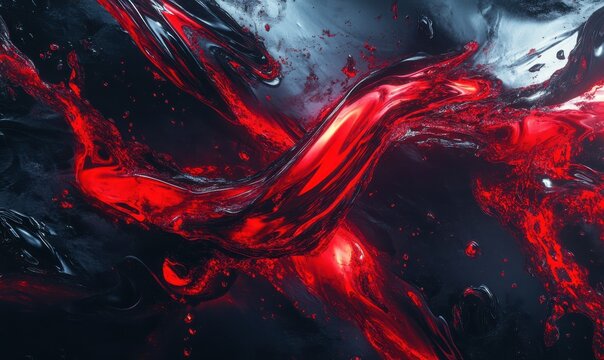 Elegant abstract composition of flowing red and black light patterns glowing dynamically, symbolizing motion and boldness