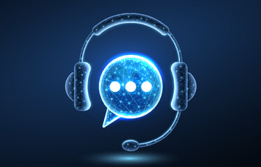 Customer service. Support call, live advice, phone bot, chat headphone