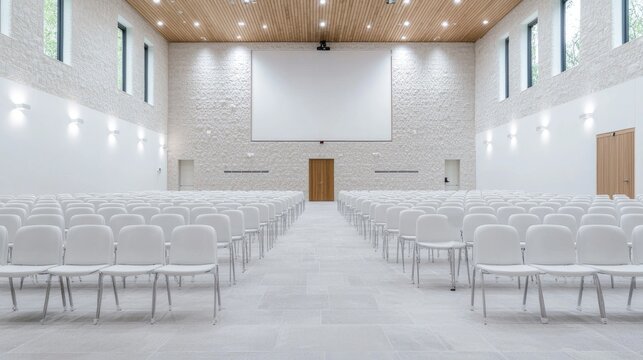 Empty modern conference hall, awaiting event
