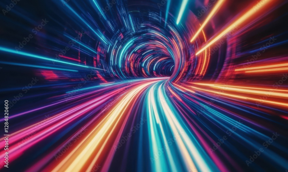 Aufkleber glowing multicolored light streaks dynamically swirling into an abstract pattern of vibrant neon hue