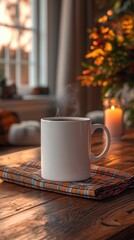 Cozy Autumn Morning: A Warm Mug of Coffee by the Window