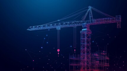 Construction Crane: Digital Wireframe Design
