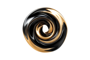 Abstract swirling gold and black design art