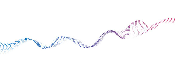 Flowing Dot Wave halftone gradient pattern on transparent background	