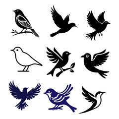Obraz premium bird silhouette bundle vector Style with white background 