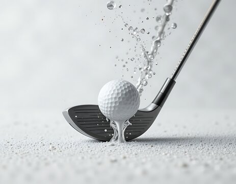 Golf Ball Splashing Water From Driver Impact