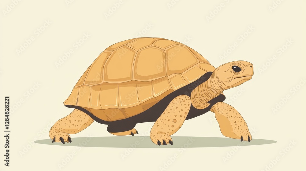 Poster a clean, minimalist turtle illustration with a simple shell and basic design, perfect for a modern a