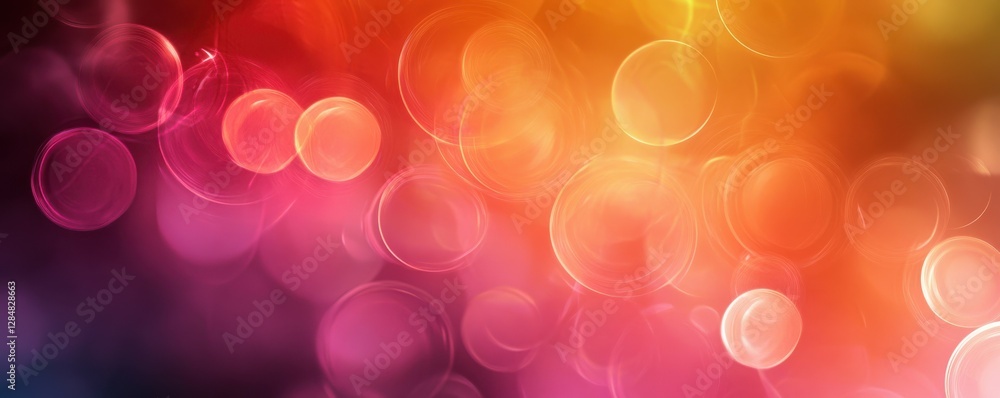 Poster colorful abstract bokeh background with warm tones and light circles