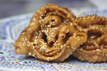 Chebakia Close-up, Traditional Moroccan Pastry
