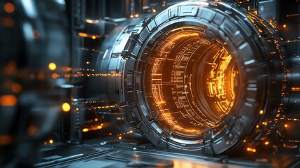 Obraz premium Futuristic 3D Render of Glowing Tech