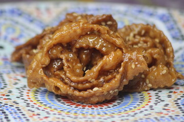 Chebakia Close-up, Traditional Moroccan Pastry