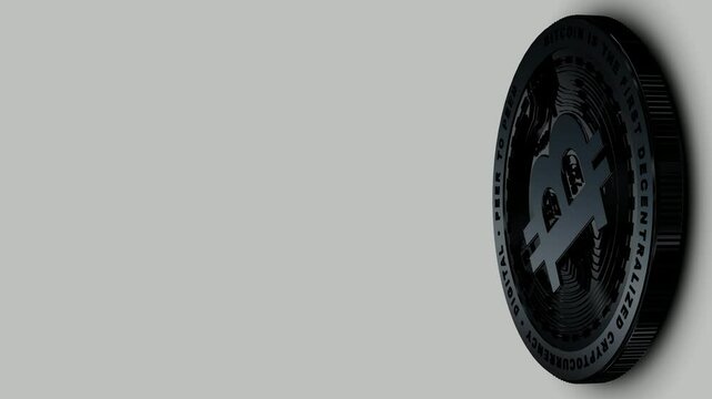 Background with Black Bitcoin Rotation, Business, Looped, Exclusive
