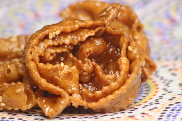 Chebakia Close-up, Traditional Moroccan Pastry