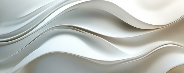 Obraz premium Abstract white wavy surface with smooth curves and textures in modern minimalist design