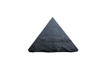 Dark Triangular Stone Pyramid on Black Background,