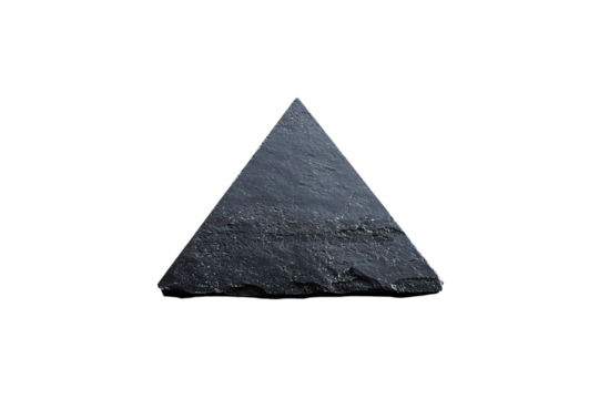 Dark Triangular Stone Pyramid on Black Background,