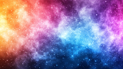 Naklejka premium A beautiful, dreamy starry night sky with vibrant blue and purple hues, cosmic elements, and glowing stars, symbolizing the vastness and mystery of the universe