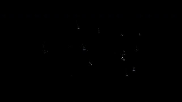 Realistic side rain with water splashes on the ground. Subtle VFX element with Alpha channel for weather effects and rainy atmosphere creation