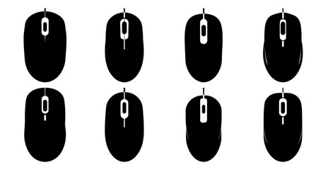 Wireless Computer Mouse Silhouette for Modern Tech Design Icon Bundle 